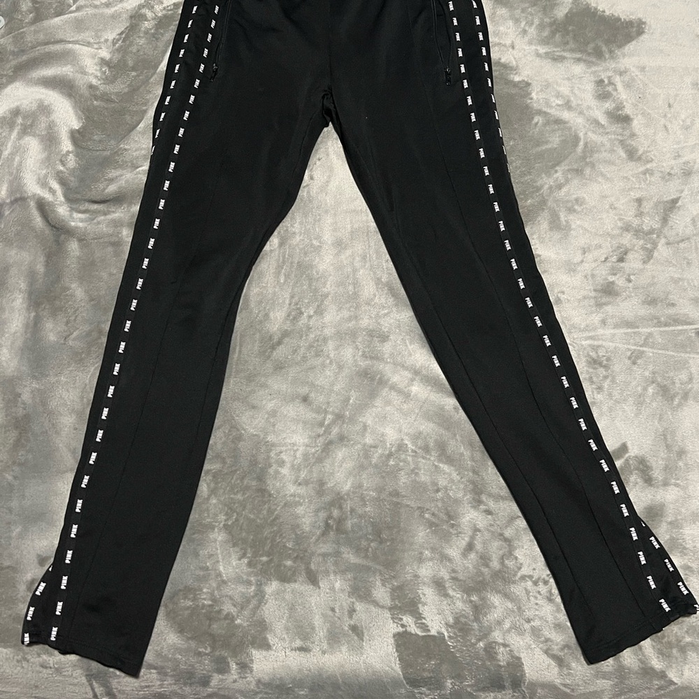 PINK Victoria's Secret Black Track Pants with White Accents